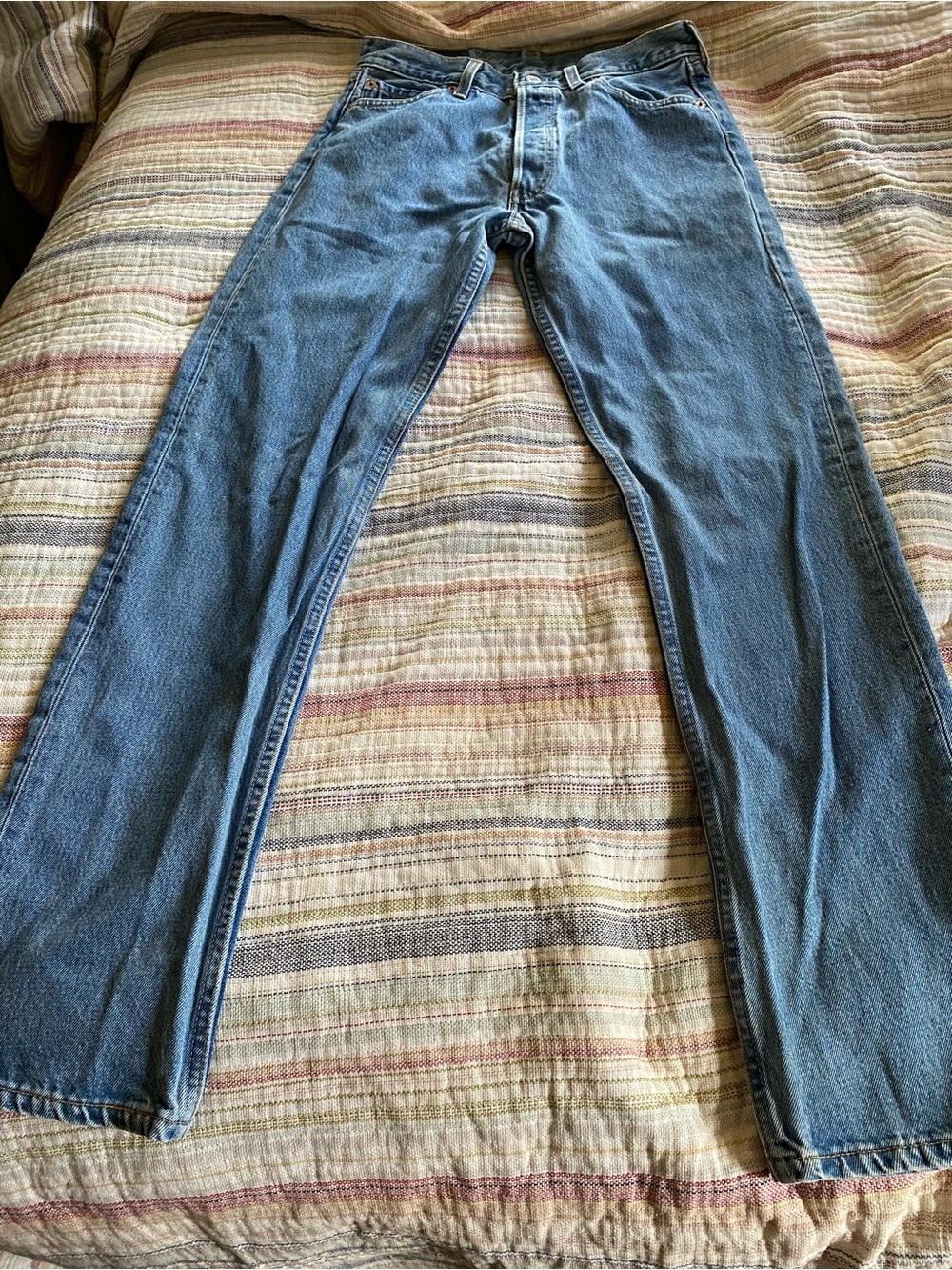Classic Straight Leg Blue Denim Jeans button fly
